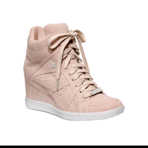 Coach Women's Pale Pink Alexis Suede Hidden Wedge Sneaker  9 - Picture 1 of 16